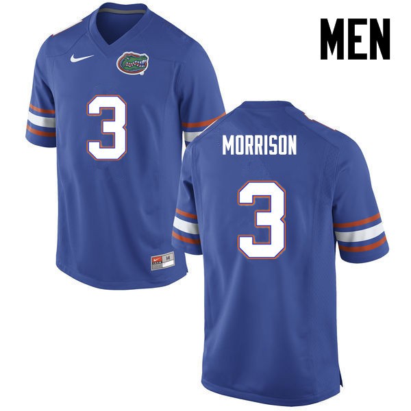 Florida Gators Men #3 Antonio Morrison College Football Blue